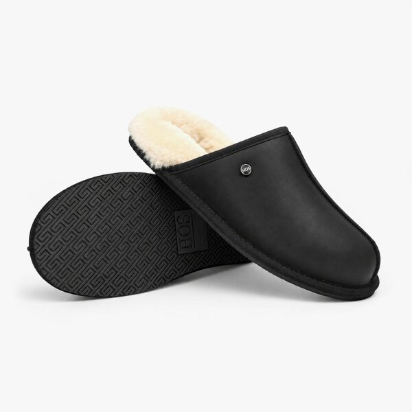 HOS Sheepskin EDWIN Mules   in  Black