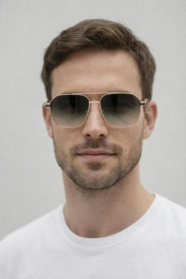 SVNX Retro Square Navigator Sunglasses in Green Brown