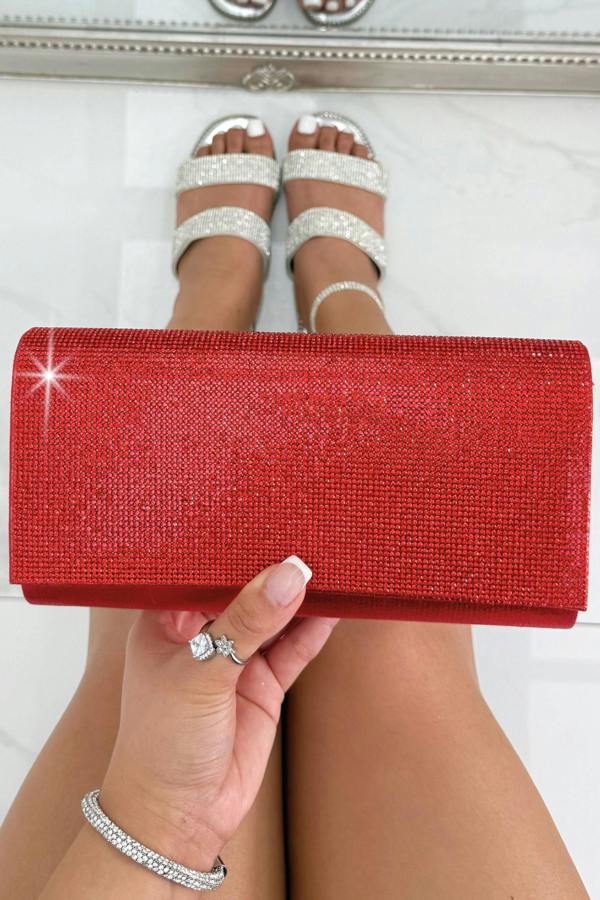 Crystal Sparkle Clutch Bag Red designed to elevate both occasionwear and evening outfits.