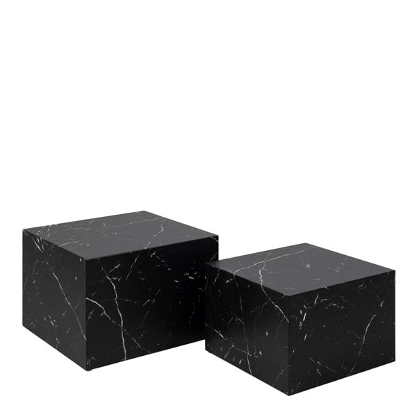Furniture To Go Dice Square Coffee Table Set in Black Marble Effect