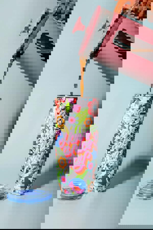 S'well Steffi Lynn Floral Tumbler with Lid and Straw, Insulated Flask 700ml