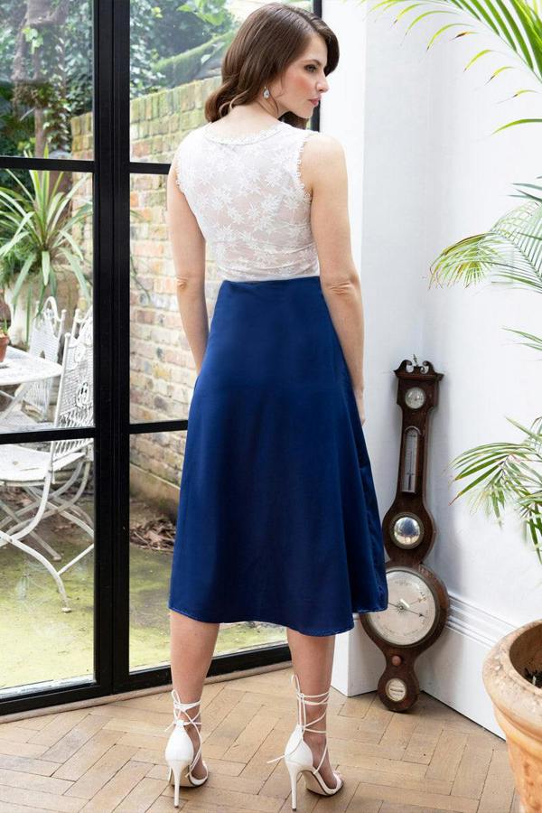 HotSquash Satin Midi Skirt with Side Split