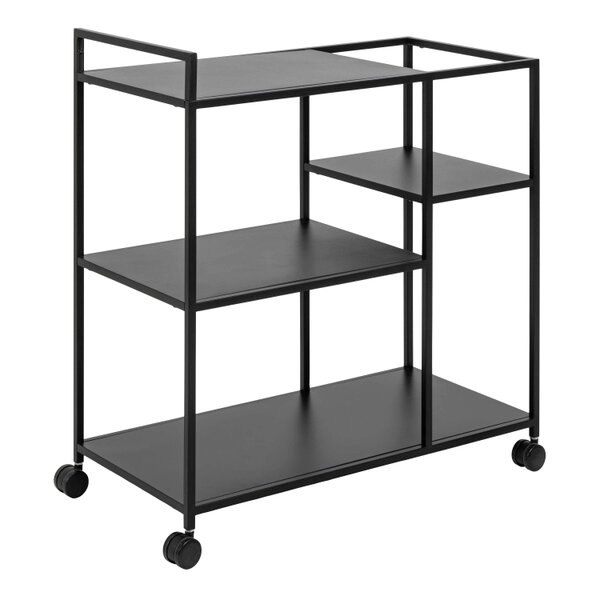 Wyld Haus Graz Matt Black Metal Serving Trolley with Wheels