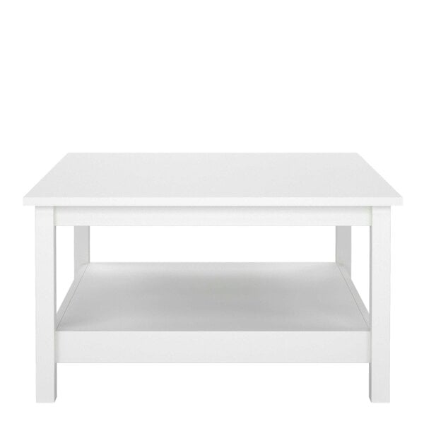 Wyld Haus Gossmere White Wooden Square Coffee Table Bottom Shelf