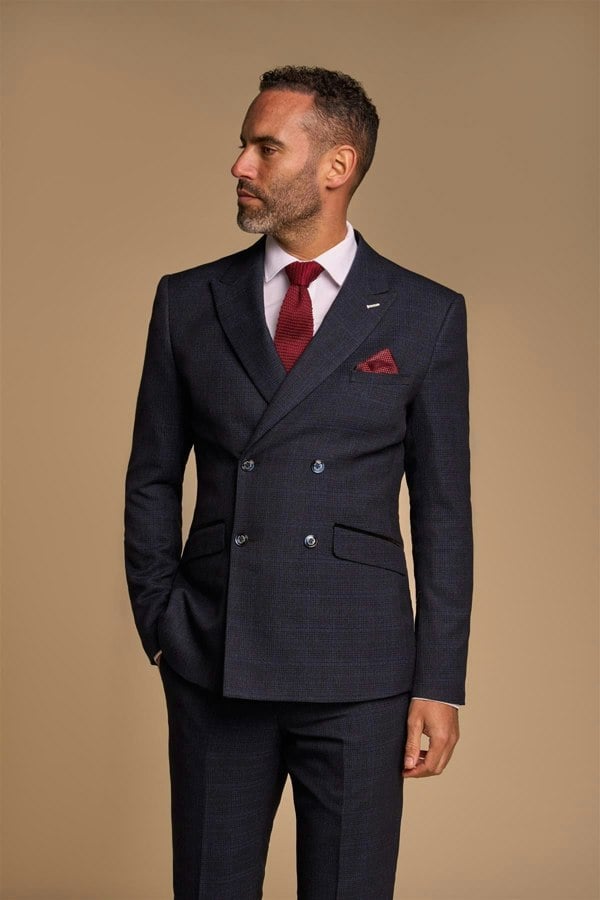 Caridi Navy Double Breasted Blazer Front