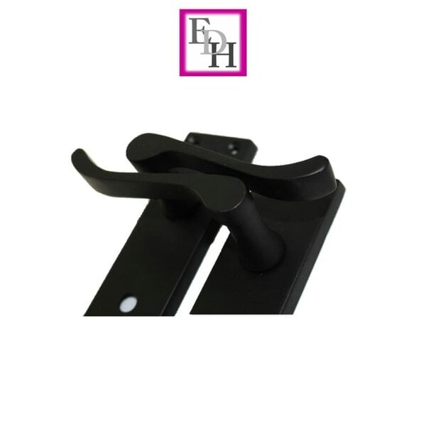 EDH Door Hardware Matt Black Modern Victorian Scroll Bathroom Door Handles and Bath Lock 1 Pair