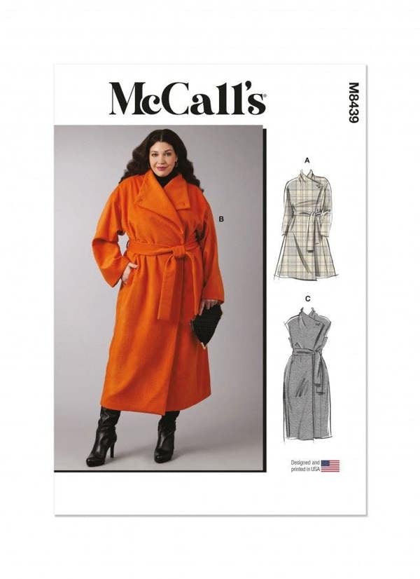 McCalls 8439 Paper Sewing Pattern – Women's Coat & Waistcoat, Intermediate