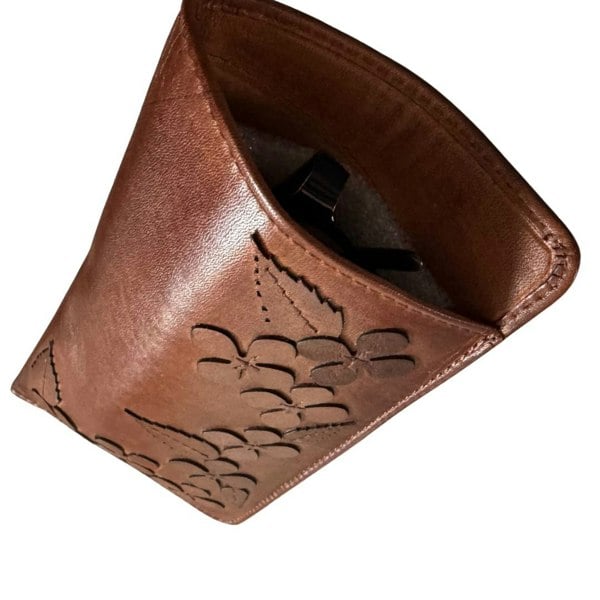 Mala Leather Wild Bloom Floral Classic Tan Leather Glasses Case