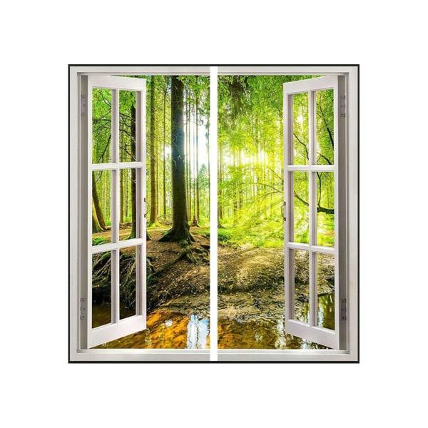 ENER-J 120x60cm Landscape Window Panel set (2 pcs), 2 x 60W, With Wall mounting kit, Lush Green Trees