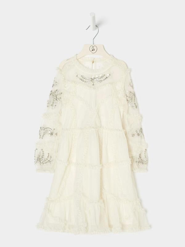 GWD Twyla Long sleeve Mesh Dress Cream