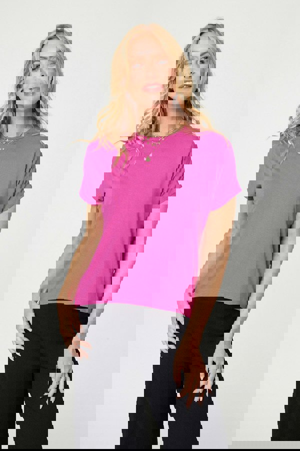 Purple | Plain Short Sleeve Boxy T-Shirt