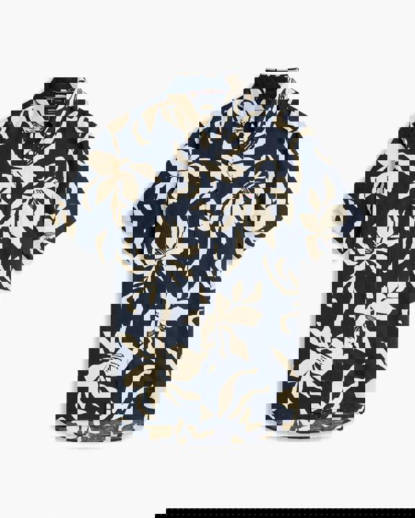 Tommy Hilfiger Linen Blend Flower Print Mens Short Sleeve Shirt - Dark Night Navy/Allover