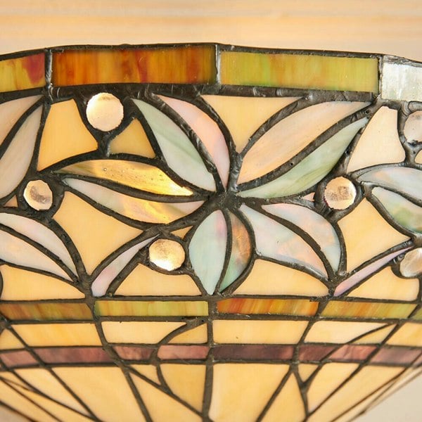 Tiffany Glass Wall Light Cream & Autumn Flower Shade Interior Sconce i00236 Loops