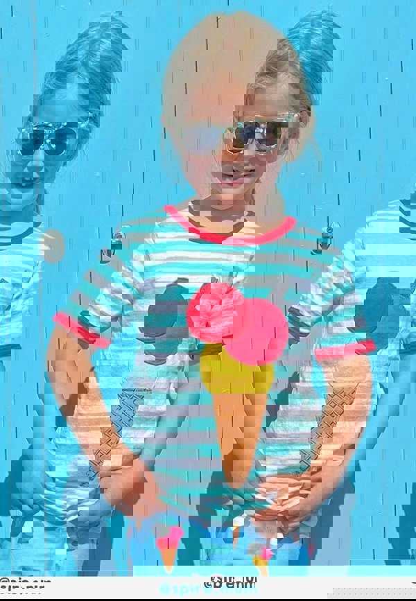 Organic Ice Cream Applique Short Sleeved T-Shirt - Toby Tiger