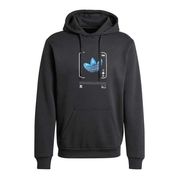 Adidas Mens Cotton Blend Pullover Hoodie - Black - 