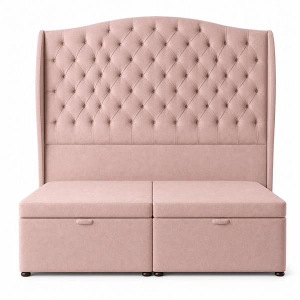 Great British Beds Venice Winged Divan Ottoman Bed - Pink Plush