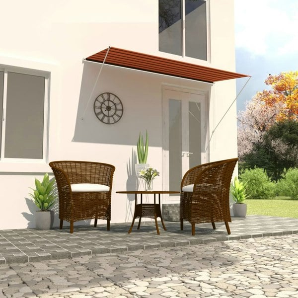 Berkfield Retractable Awning 300x150 cm Orange and Brown