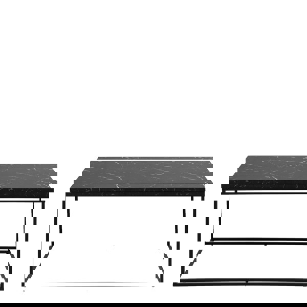 Furniture To Go Barossa Coffee Table with Black Marble Effect Top & Black Steel Base 110x55x45cm
