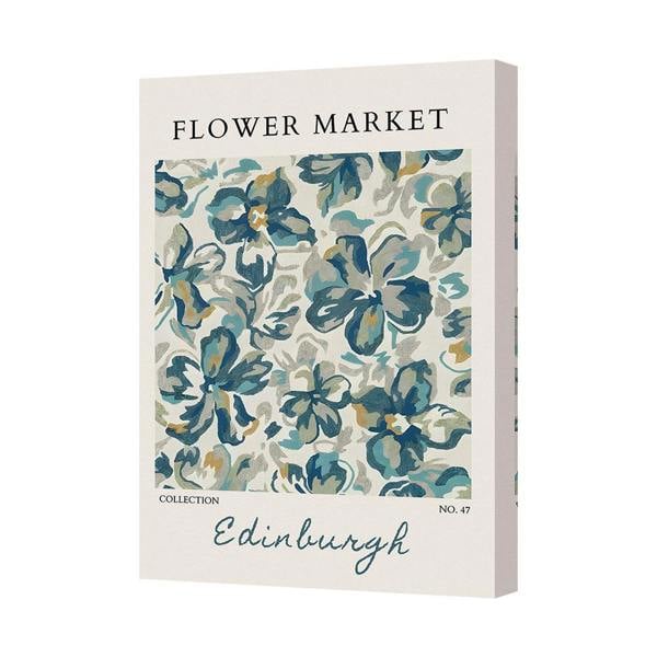 Benjamin Tate Design Flower Market Edinburgh Canvas Art Print Blue Floral Wall Decor
