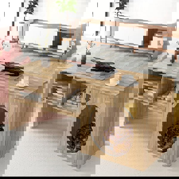 Marioni Coffee Table With Pet House, Wood-Weilai Concept-Oak-Weilai Concept