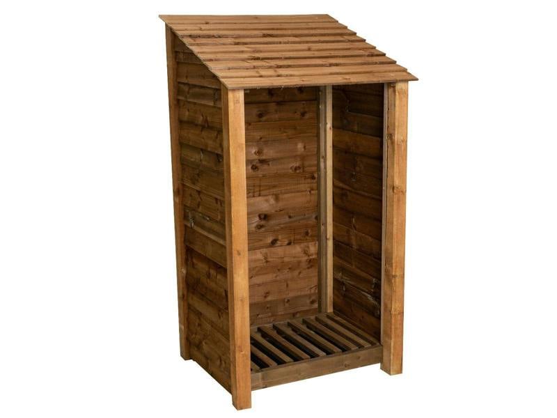 Arbor Garden Solutions Wooden Log Store W-99cm, H-126cm Or 180cm, D-88cm - Brown Finish
