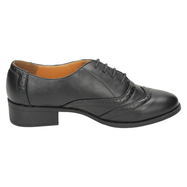 Spot On Ladies Spot On Mid Heel Lace Up Brogue Shoes
