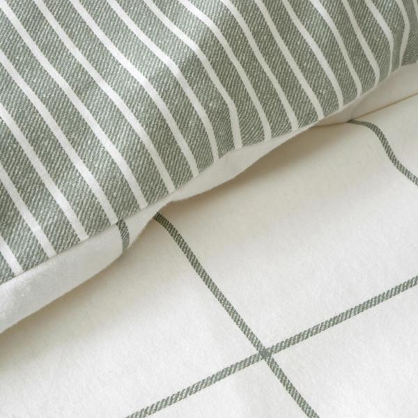 Bianca Brushed Regal Check Cotton Reversible Duvet Cover Set Green