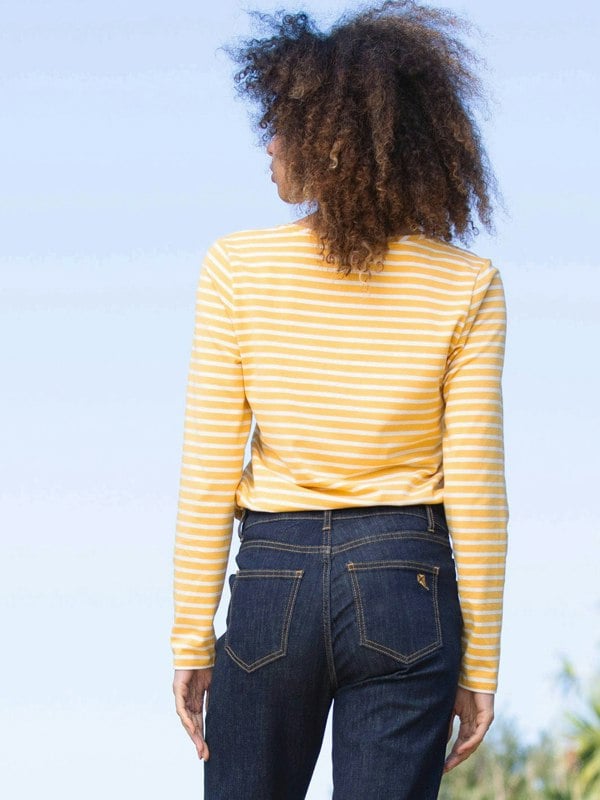 Kite Organic Tarrant V-Neck Jersey Top Ochre Stripe