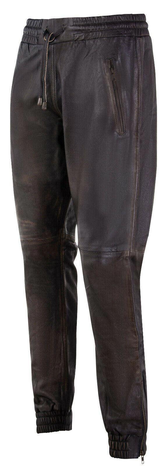 Infinity Leather Mens  Leather Jogging Bottoms-Boston