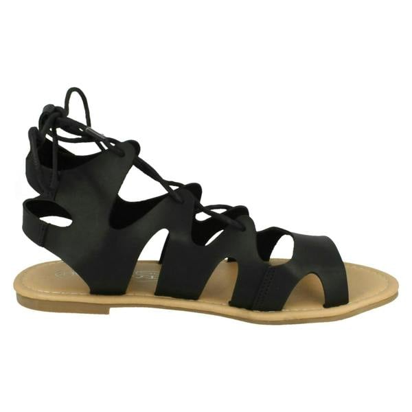 Spot On Ladies Spot On Lace Up Leg Flat Gladiator Sandals