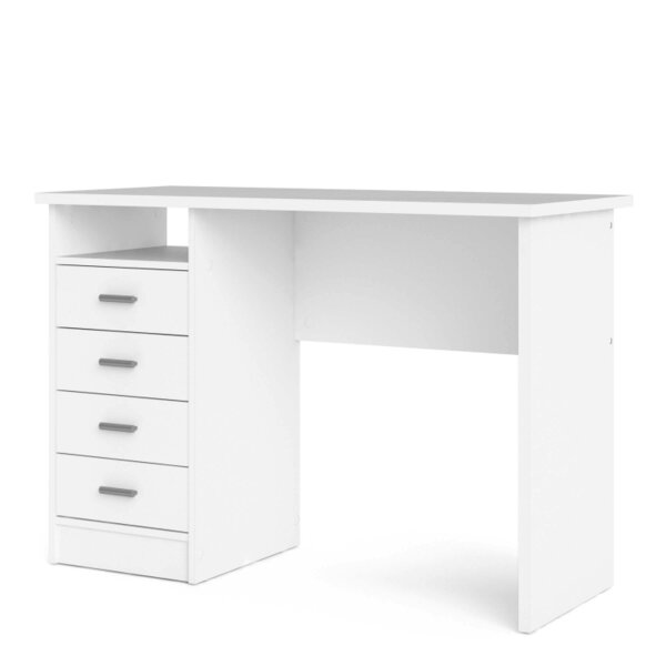 Wyld Haus Billabong White Wooden 4 Drawer Office Desk