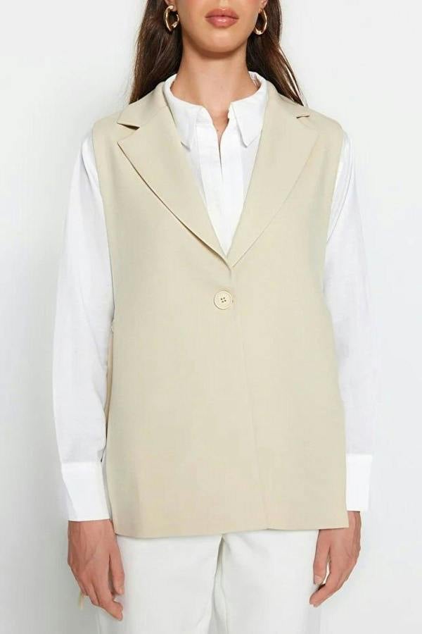 WOVCOR Oversize Lined Woven Vest with Side Tie Detail