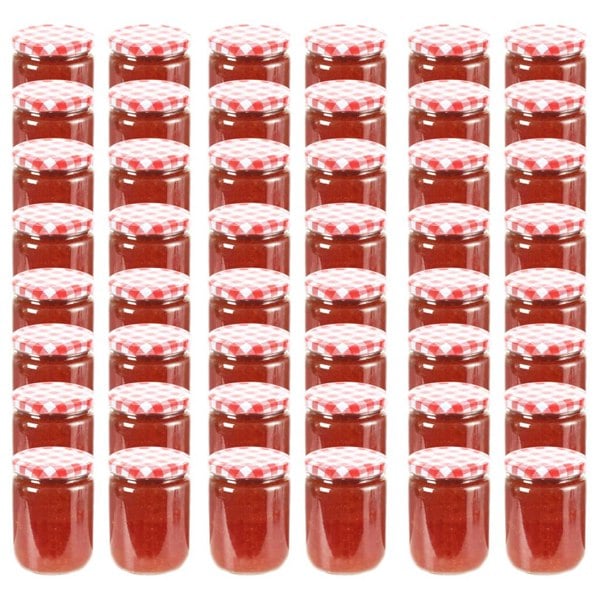 Berkfield Glass Jam Jars with White and Red Lid 48 pcs 230 ml