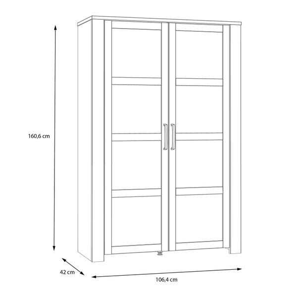 Wyld Haus Bramblecroft Grey and Natural Oak Wood Display Cabinet 2 Door