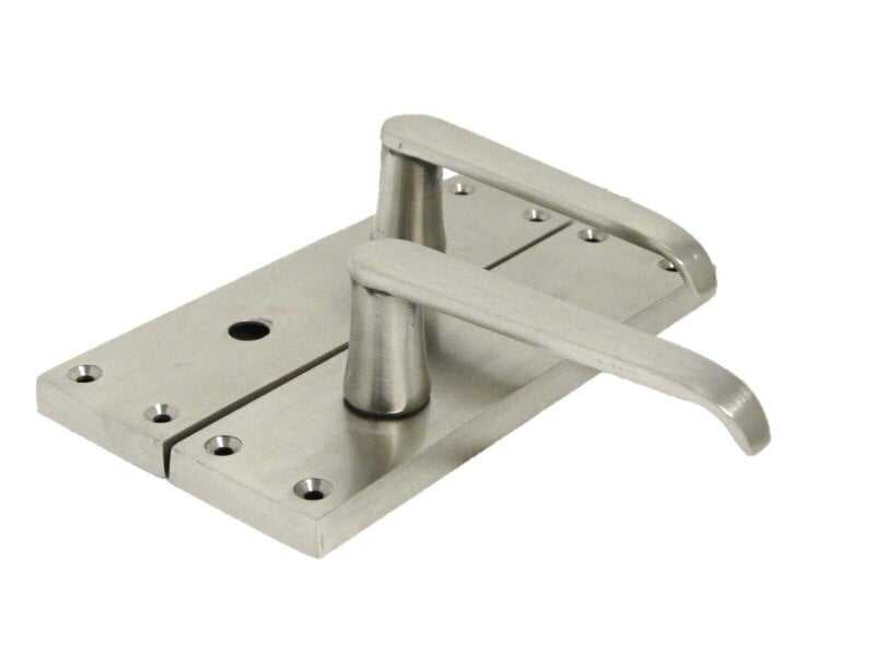 EDH Door Hardware Victorian Straight Satin Nickel Interior Bathroom Door Handles