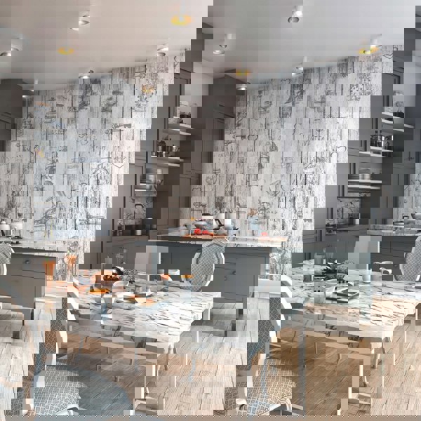 Origin Murals Alice In Wonderland Vintage Wood - White