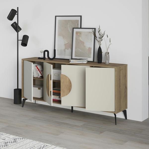 Decortie Gora Particleboard 4 Door Sideboard with Metal Legs (W) 180cm