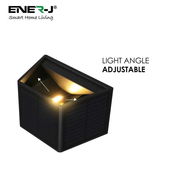 ENER-J Solar Powered Adjustable Beam Angle Up Down Wall Light, Wireless, No Mains Power Needed, 1300mAh