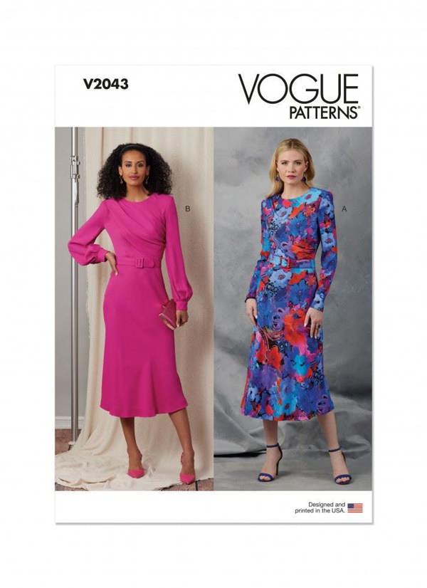 Vogue Sewing Pattern 2043, Dresses, Belts for Women, H5 (6-8-10-12-14) - Intermediate