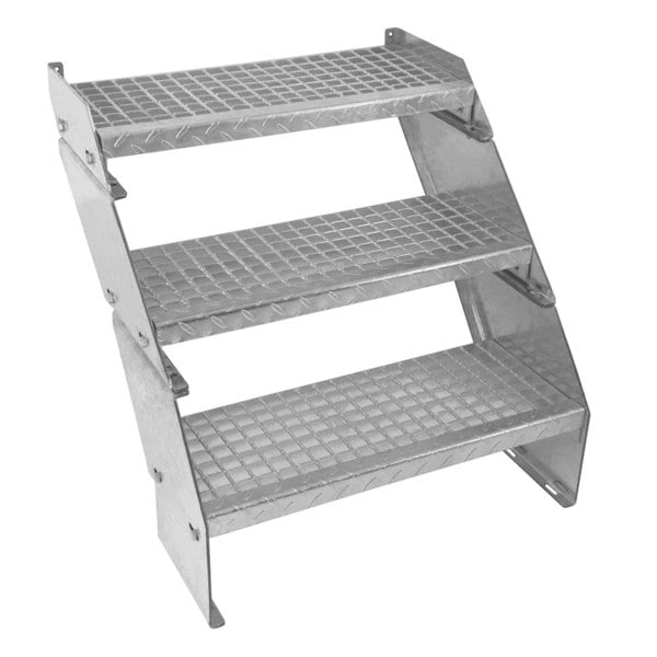 Monstershop Adjustable 3 Section Galvanised Staircase - 600mm Wide