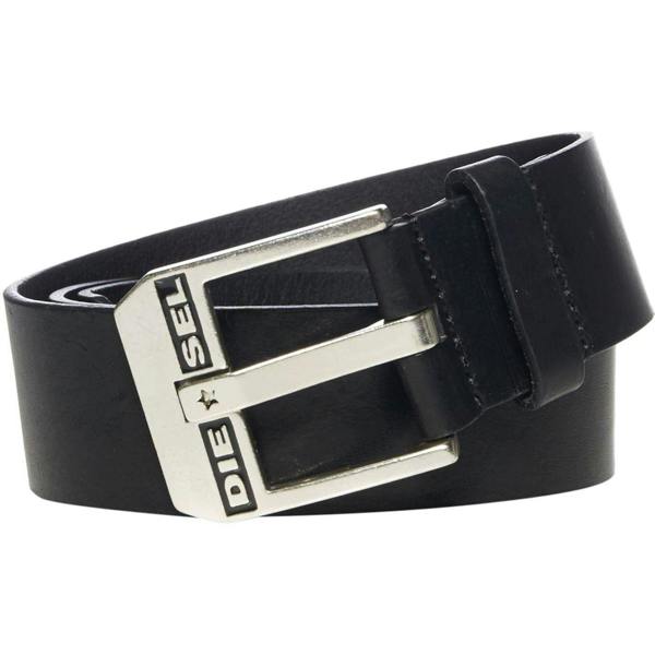 Diesel Mens Bluestar Buffalo Leather Belt - Black - 