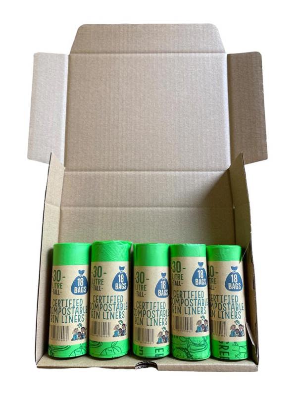 Eco Green Living 30 Litre Compostable Waste Bags | 6 Rolls of 18 Bags | Eco Green Living