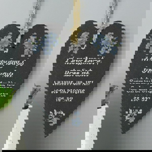 Personalised Memento Company Personalised Memorial Forget Me Not Slate Heart