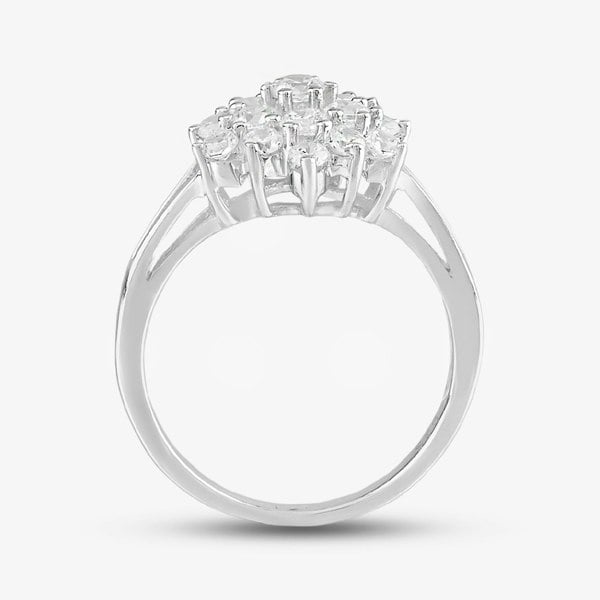 T. H. Baker Sterling Silver & Cubic Zirconia Flower Cluster Ring DPR3598SIL