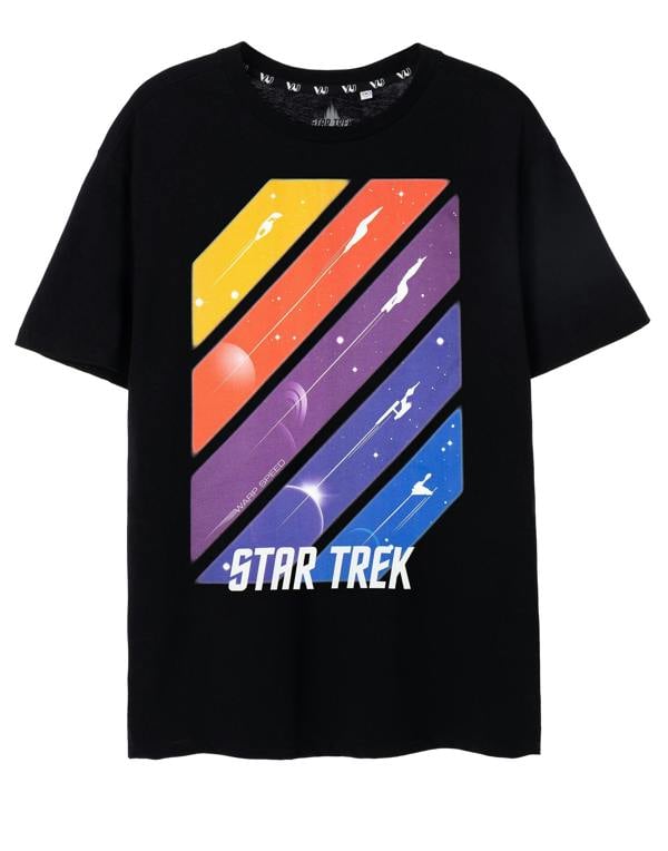 Star Trek Mens Black Ships in Space Short Sleeved T-Shirt