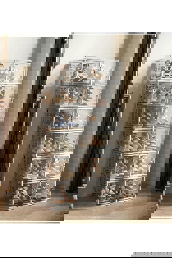 Living and Home 12Pcs Plastic Stackable Shoe Storage Box Organiser