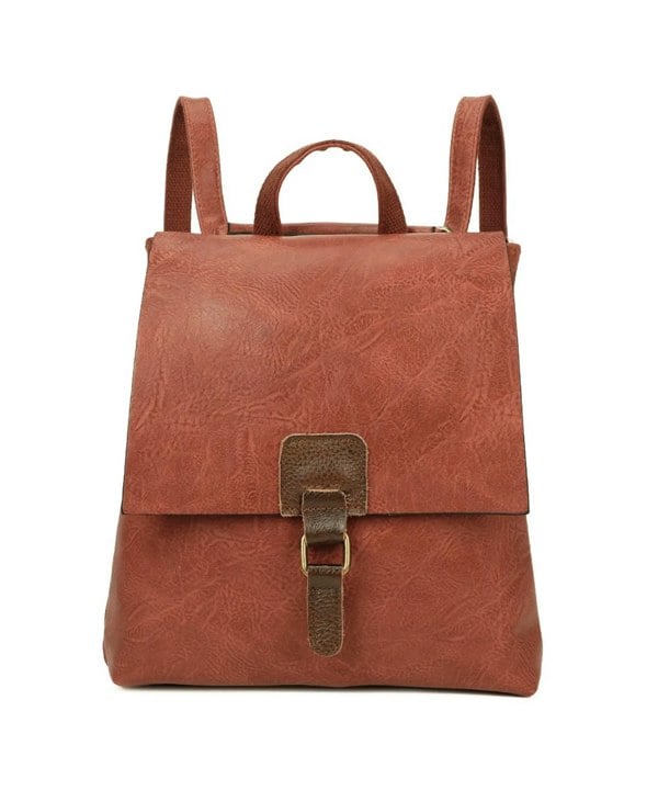 Kitise Retro Style Buckle Closure Faux Leather Backpack