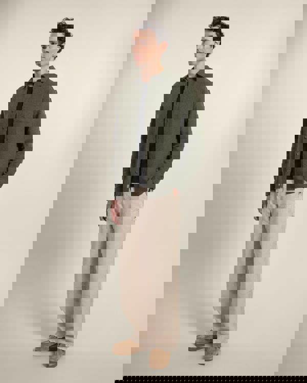 Larsson & Co Olive Crosshatch Textured Overshirt