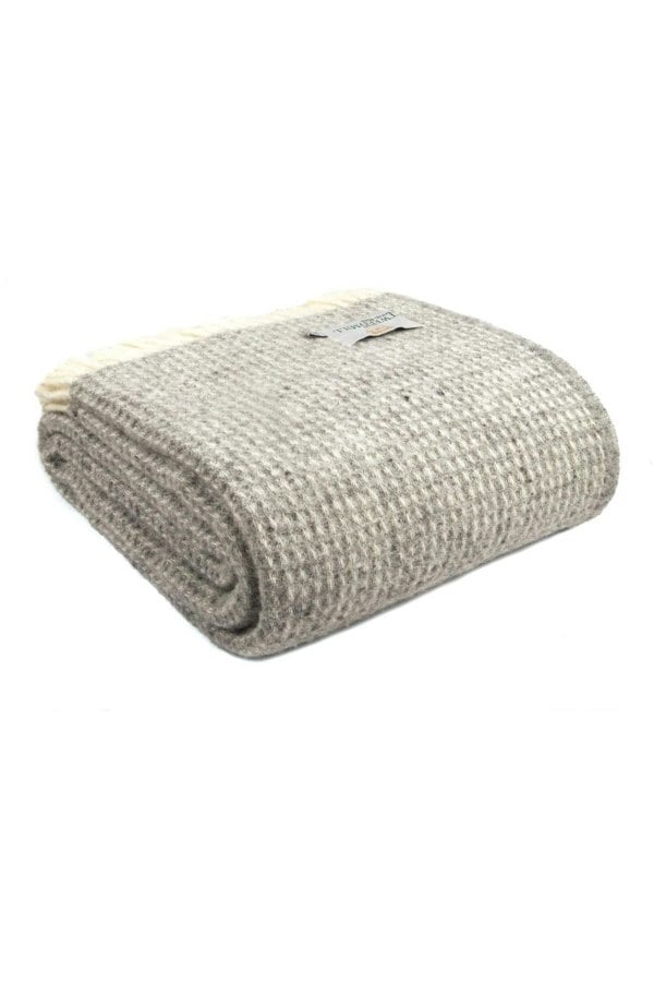 HomeSpace Direct Waffle Grey Wool Throw