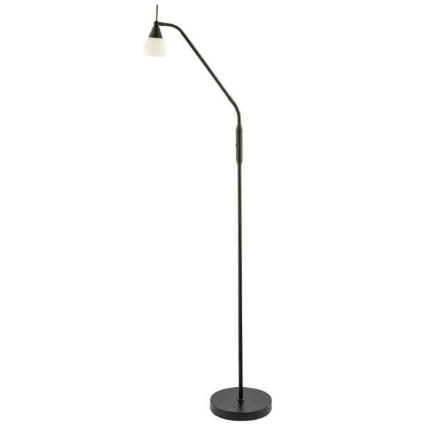 Traditional Reading Floor Lamp in Matte Black with Toggle Switch and Glass Shade Image 1